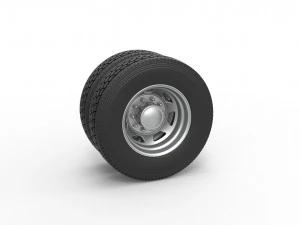 Doppia ruota posteriore a 7 fori di un camion della vecchia scuola. Scala da 1 a 25 Modello di stampa 3D