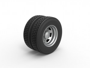 7 Hole rear double wheel of old school truck Scale 1 to 25 Modello di stampa 3D