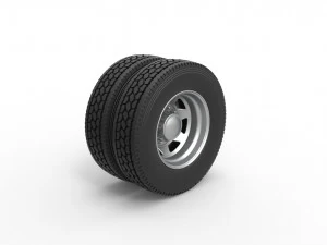 7 Hole rear double wheel of old school truck Scale 1 to 25 3D Print Model