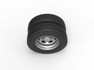 7 Hole rear double wheel of old school truck Scale 1 to 25 3D Print Model