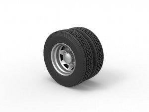 7 Hole rear double wheel of old school truck Scale 1 to 25 Modello di stampa 3D