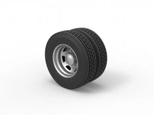 7 Hole rear double wheel of old school truck Scale 1 to 25 3D Print Model