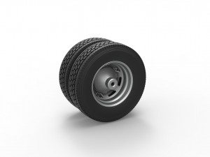 7 Hole rear double wheel of old school truck Scale 1 to 25 Modello di stampa 3D