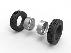 7 Hole rear double wheel of old school truck Scale 1 to 25 Modello di stampa 3D