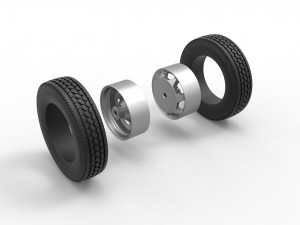 7 Hole rear double wheel of old school truck Scale 1 to 25 Modello di stampa 3D
