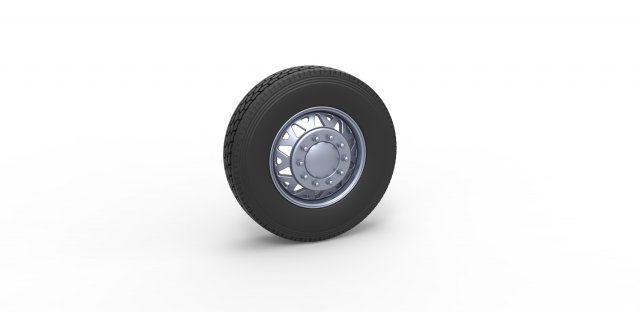 Front custom wheel of semi truck Scale 1 to 25 Modello di stampa 3D .c4d .max .obj .3ds .fbx .stl .blend 