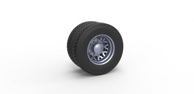 Rear custom wheel of semi truck Scale 1 to 25 3D Print Model .c4d .max .obj .3ds .fbx .stl .blend 
