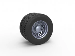 Ruota posteriore personalizzata di semirimorchio Scala da 1 a 25 Modello di stampa 3D
