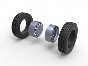 Rear custom wheel of semi truck Scale 1 to 25 3D Print Model