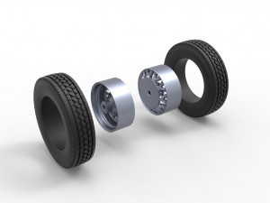 Rear custom wheel of semi truck Scale 1 to 25 3D Print Model