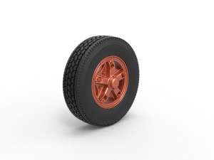 Front 5 spoke wheel of old school truck Scale 1 to 25 3D 프린트 모델