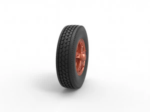 Front 5 spoke wheel of old school truck Scale 1 to 25 3D Print Model