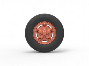 Front 5 spoke wheel of old school truck Scale 1 to 25 3D 프린트 모델