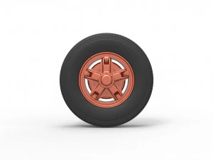 Front 5 spoke wheel of old school truck Scale 1 to 25 3D Print Model