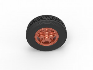 Front 5 spoke wheel of old school truck Scale 1 to 25 3D 프린트 모델