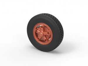 Front 5 spoke wheel of old school truck Scale 1 to 25 3D Print Model