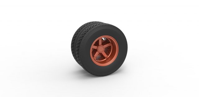 Rear 5 spoke wheel of old school truck Scale 1 to 25 3D Print Model .c4d .max .obj .3ds .fbx .stl .blend 
