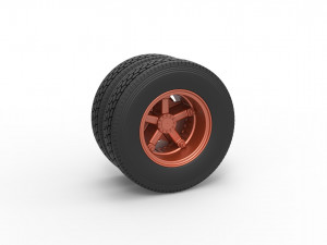 Rear 5 spoke wheel of old school truck Scale 1 to 25 3D Print Model