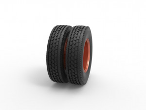 Rear 5 spoke wheel of old school truck Scale 1 to 25 3D Print Model