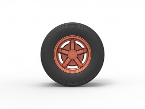 Rear 5 spoke wheel of old school truck Scale 1 to 25 3D Print Model