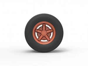 Rear 5 spoke wheel of old school truck Scale 1 to 25 3D Print Model
