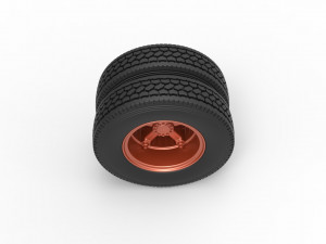 Rear 5 spoke wheel of old school truck Scale 1 to 25 3D Print Model