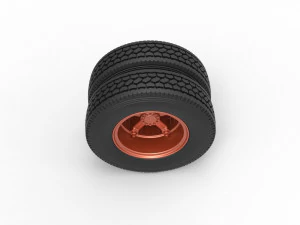 Rear 5 spoke wheel of old school truck Scale 1 to 25 3D Print Model