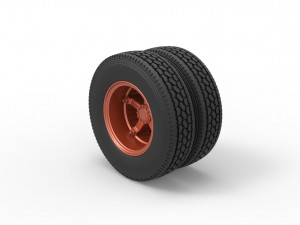 Rear 5 spoke wheel of old school truck Scale 1 to 25 3D Print Model