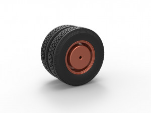 Rear 5 spoke wheel of old school truck Scale 1 to 25 3D Print Model