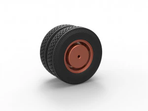 Rear 5 spoke wheel of old school truck Scale 1 to 25 3D Print Model