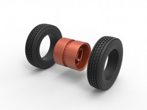 Rear 5 spoke wheel of old school truck Scale 1 to 25 3D Print Model