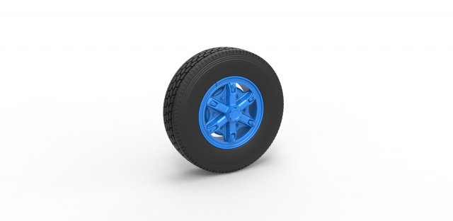 Front 6 spoke wheel of old school truck Scale 1 to 25 3D Принт Модель .c4d .max .obj .3ds .fbx .stl .blend 