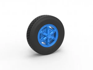 6-spaaks voorwiel van een oldschool vrachtwagen schaal 1 tot en met 25 3D printmodel