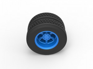 Rear 6 spoke wheel of old school truck Scale 1 to 25 3D Print Model