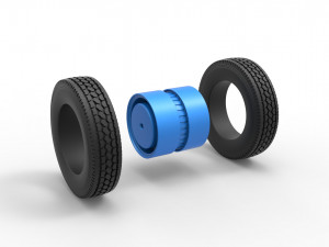 Rear 6 spoke wheel of old school truck Scale 1 to 25 3D Print Model
