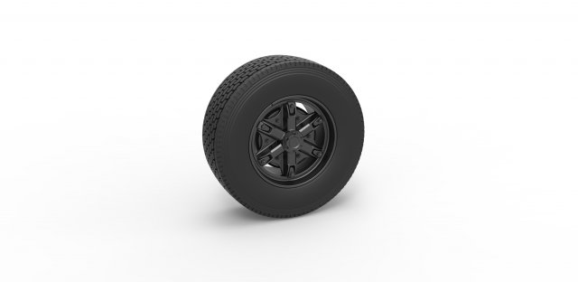 Front float 6 spoke wheel of old school truck Scale 1 to 25 3D Print Model .c4d .max .obj .3ds .fbx .stl .blend 