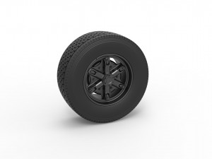 Front float 6 spoke wheel of old school truck Scale 1 to 25 3D प्रिंट मॉडल