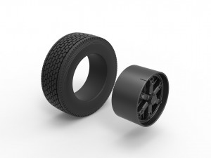 Front float 6 spoke wheel of old school truck Scale 1 to 25 3D Print Model