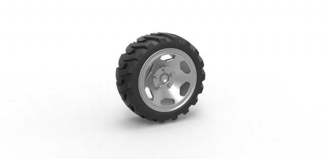 Demolition derby rear wheel Scale 1 to 25 Modello di stampa 3D .c4d .max .obj .3ds .fbx .stl .blend 