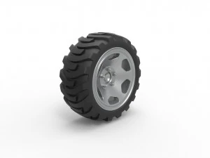 Demolition derby rear wheel Scale 1 to 25 3D Print Model