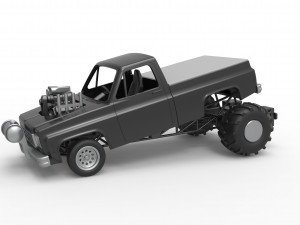 Old school pulling truck 2wd Scale 1 to 25 3D Print Model