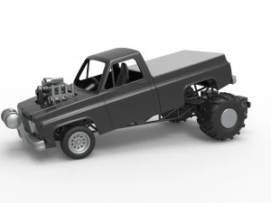 Старий шкільний тягач 2wd Масштаб від 1 до 25 3D Принт Модель