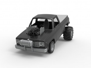 Old school pulling truck 2wd Scale 1 to 25 Modelo de Impressão 3D