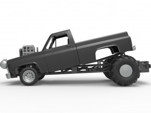 Old school pulling truck 2wd Scale 1 to 25 Modelo de Impressão 3D