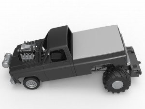 Old school pulling truck 2wd Scale 1 to 25 Modelo de Impressão 3D