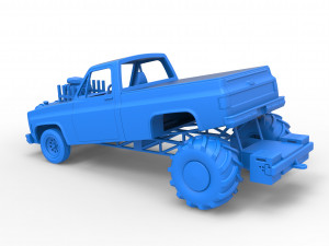 Old school pulling truck 2wd Scale 1 to 25 Modelo de Impressão 3D