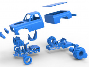 Old school pulling truck 2wd Scale 1 to 25 Modelo de Impressão 3D