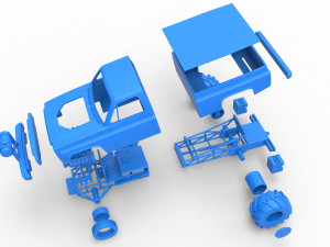 Old school pulling truck 2wd Scale 1 to 25 Modelo de Impressão 3D