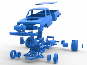 Old school pulling truck 2wd Scale 1 to 25 Modelo de Impressão 3D