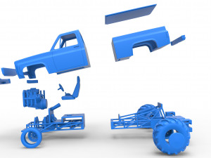 Old school pulling truck 2wd Scale 1 to 25 Modelo de Impressão 3D